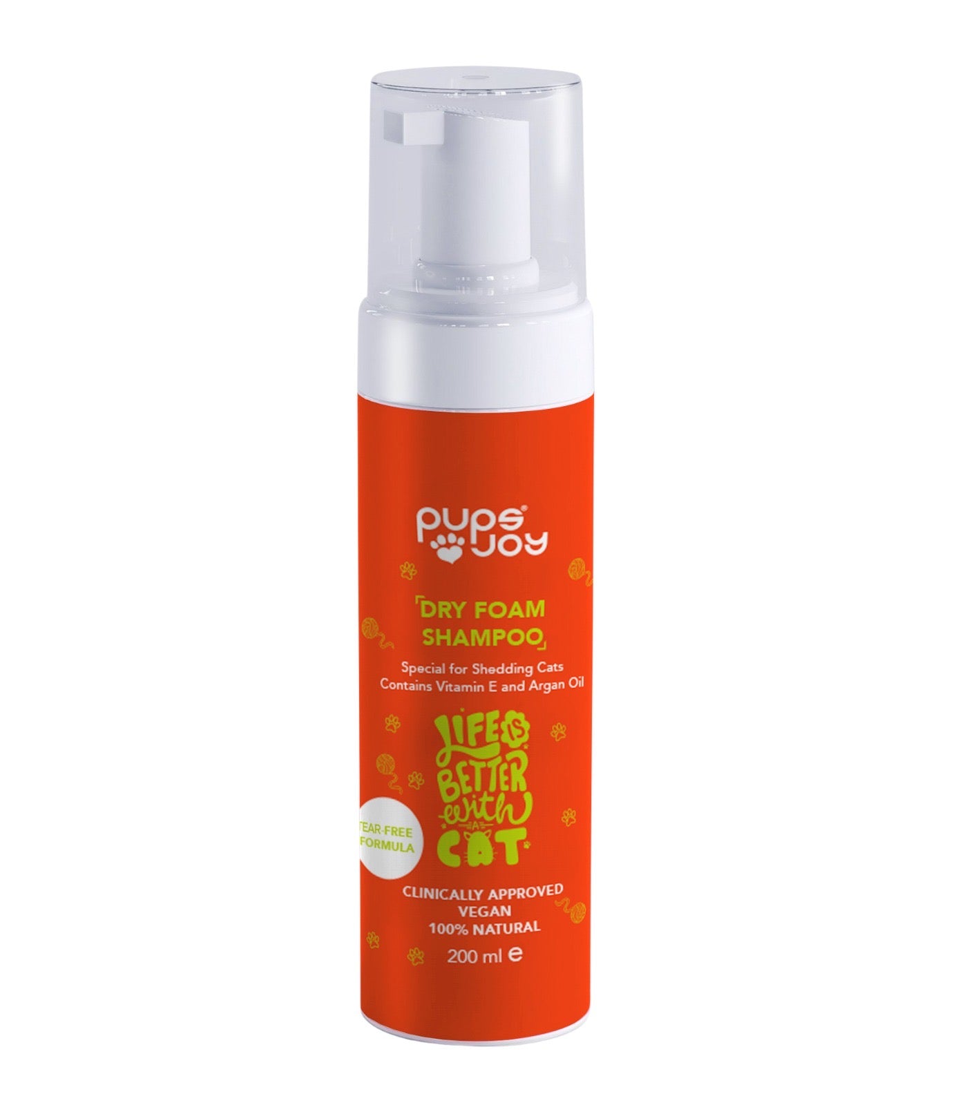 Dry Foam Shampoo for Shedding Cats with Vitamin E and Argan Oil